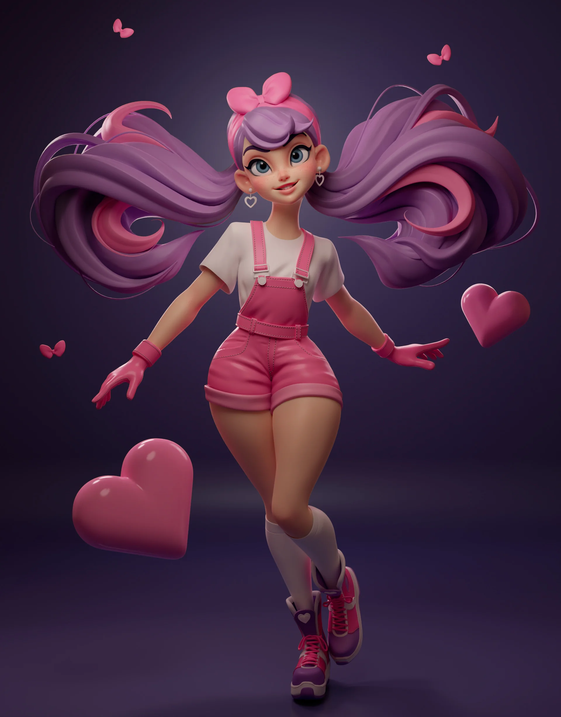 Pink-haired stylized character by Danny Mac